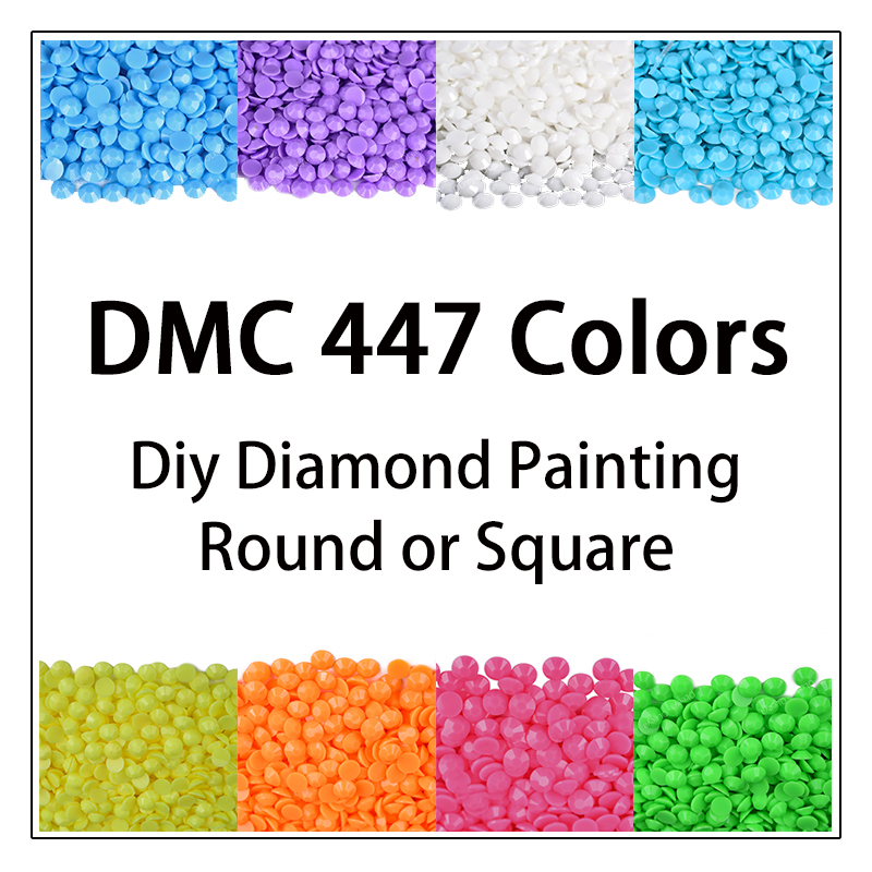 Craft Embellishment Storage - DMC 447 色 5D Diy ダイヤモンド塗装ドリルフルスクエア/ラウンドクリスタルビーズ刺繍モザイク卸売アクセサリーアート