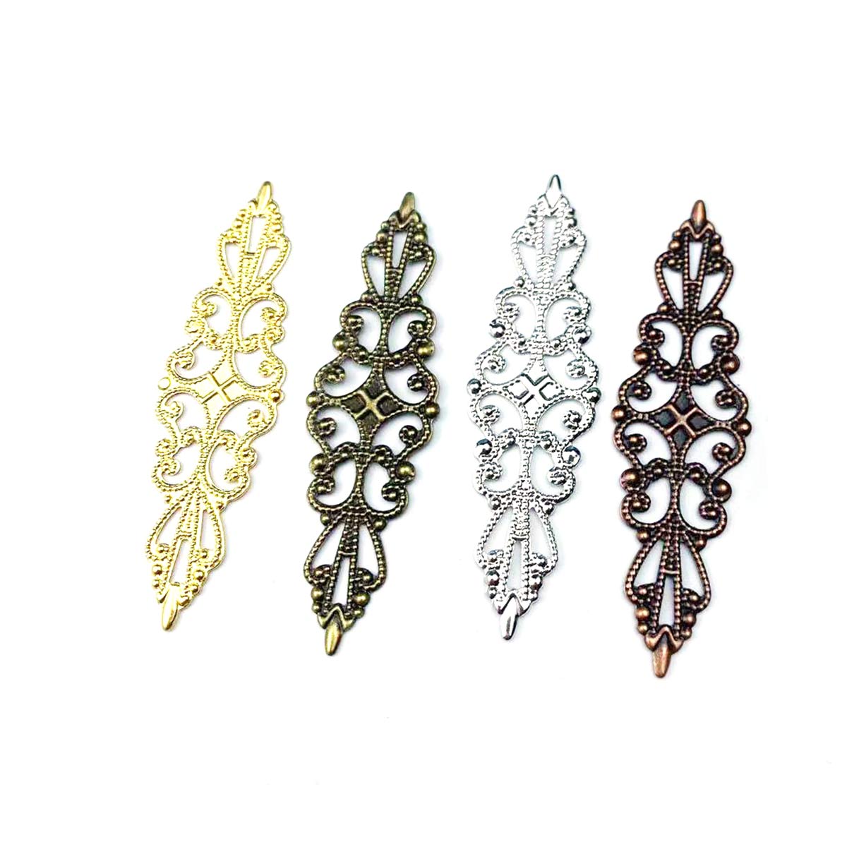 Craft Embellishments - 200個入り、中空の菱形チャーム、透かし模様の花柄、金属製の装飾パーツ、DIY用ヘアアクセサリー、ジュエリー、工芸品、衣料品の装飾材料