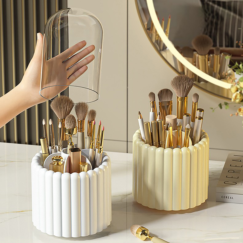 Craft Embellishment Storage - ふた付きの回転式メイクアップブラシホルダー、リップスティックオーガナイザー、化粧品収納、ツールボックス、ジュエリーペンシルケース、コンテナ、360 °