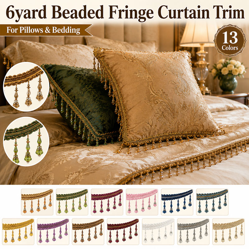 Beaded Trim Fringe - ビーズ付きタッセルフリンジトリム 6ヤード カーテンDIYクラフト装飾用 多色展開 縫製用