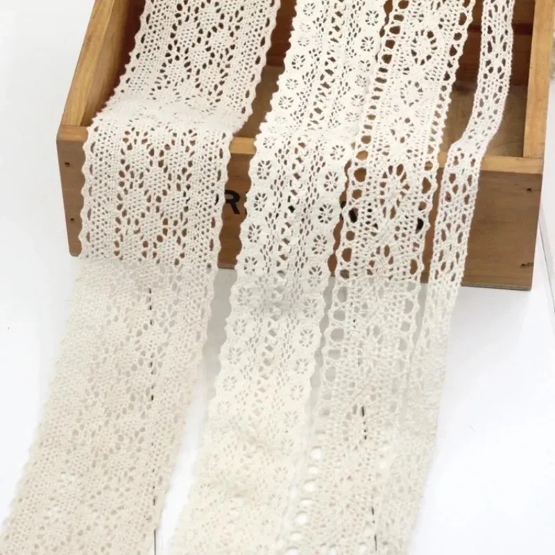 Lace Ribbon Trim - アイボリーホワイトコットンレーストリムリボン DIY 刺繍縫製装飾生地テープ手作り DIY クラフト材料髪帽子