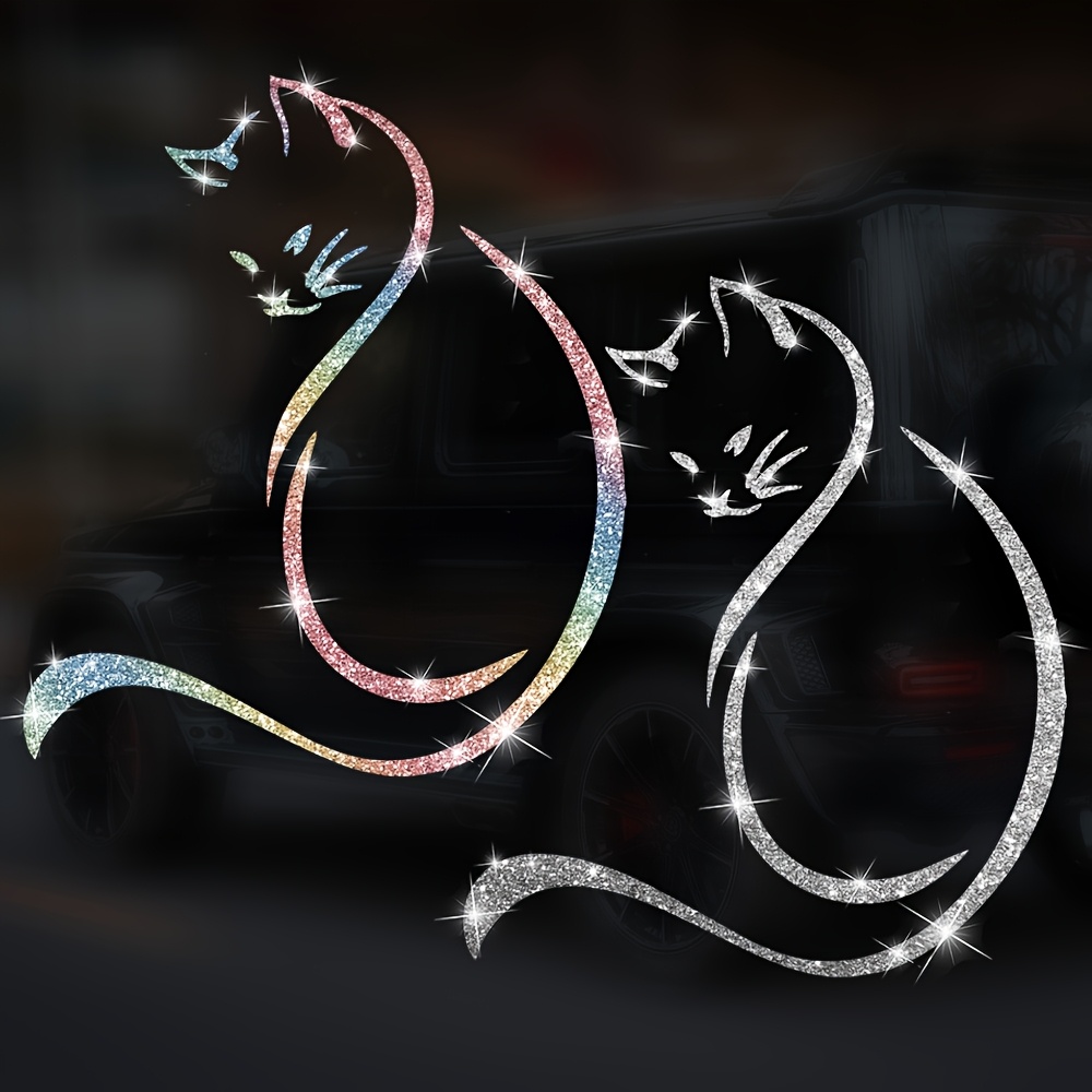 Glitter Vinyl Roll - 1pc 模造ダイヤモンドグリッターファッション猫車のステッカー防水ビニールデカール自己粘着自動車窓ボディビニールデカール