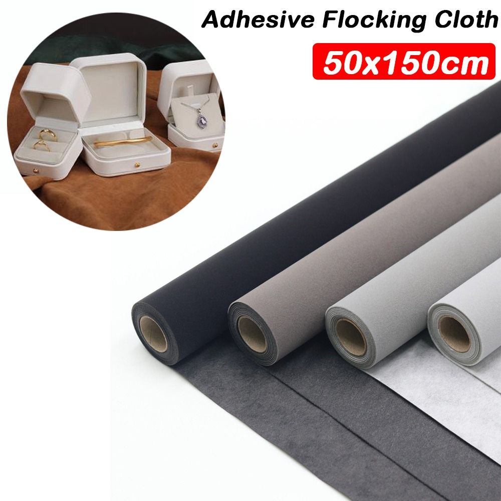 Velvet Ribbon Roll - 50x150cm 自己粘着ベルベット生地 厚手 ソフトタッチ ジュエリーディスプレイライナー 剥がして貼るだけ