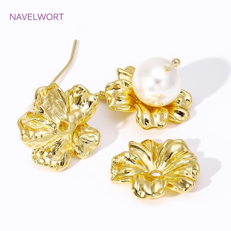 18K ゴールドメッキ大型フラワービーズキャップ、ジュエリー - Embellishment Crafts のレビューと価格