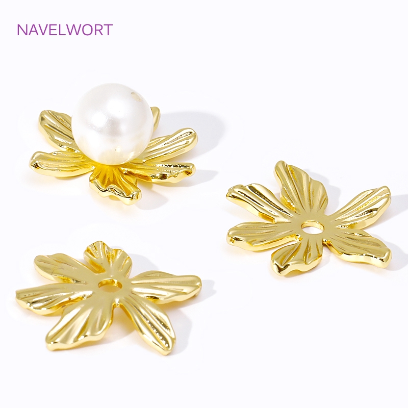 18K ゴールドメッキ大型フラワービーズキャップ、ジュエリー - Embellishment Crafts のレビューと価格