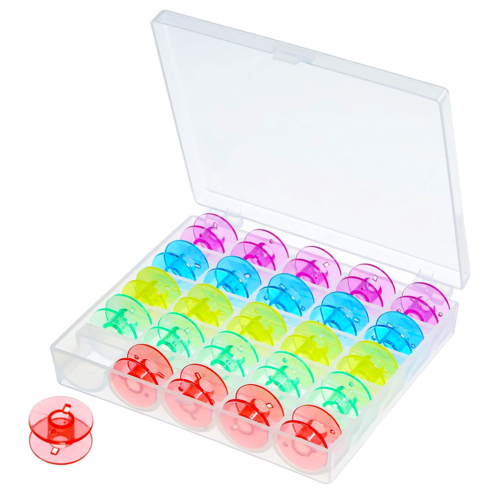 25 ピース/セットプラスチック糸ボビンミシンスプール収納ボ - Craft Embellishment Storage のレビューと価格