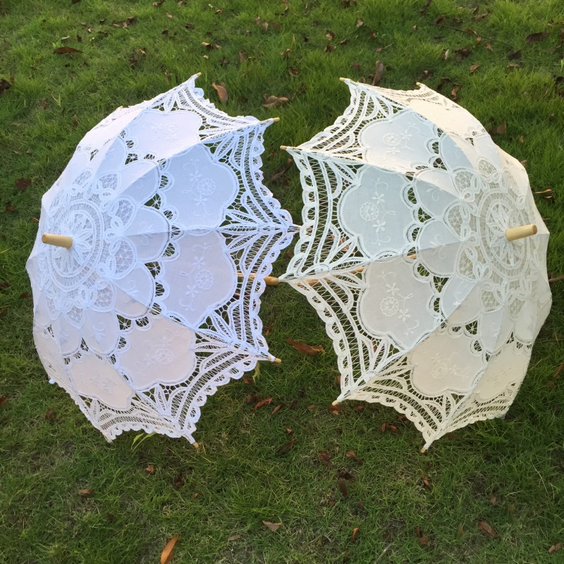 新作ヴィンテージレース傘 手作り刺繍 ホワイト＆ベージュ バ - Embroidery Craft のレビューと価格