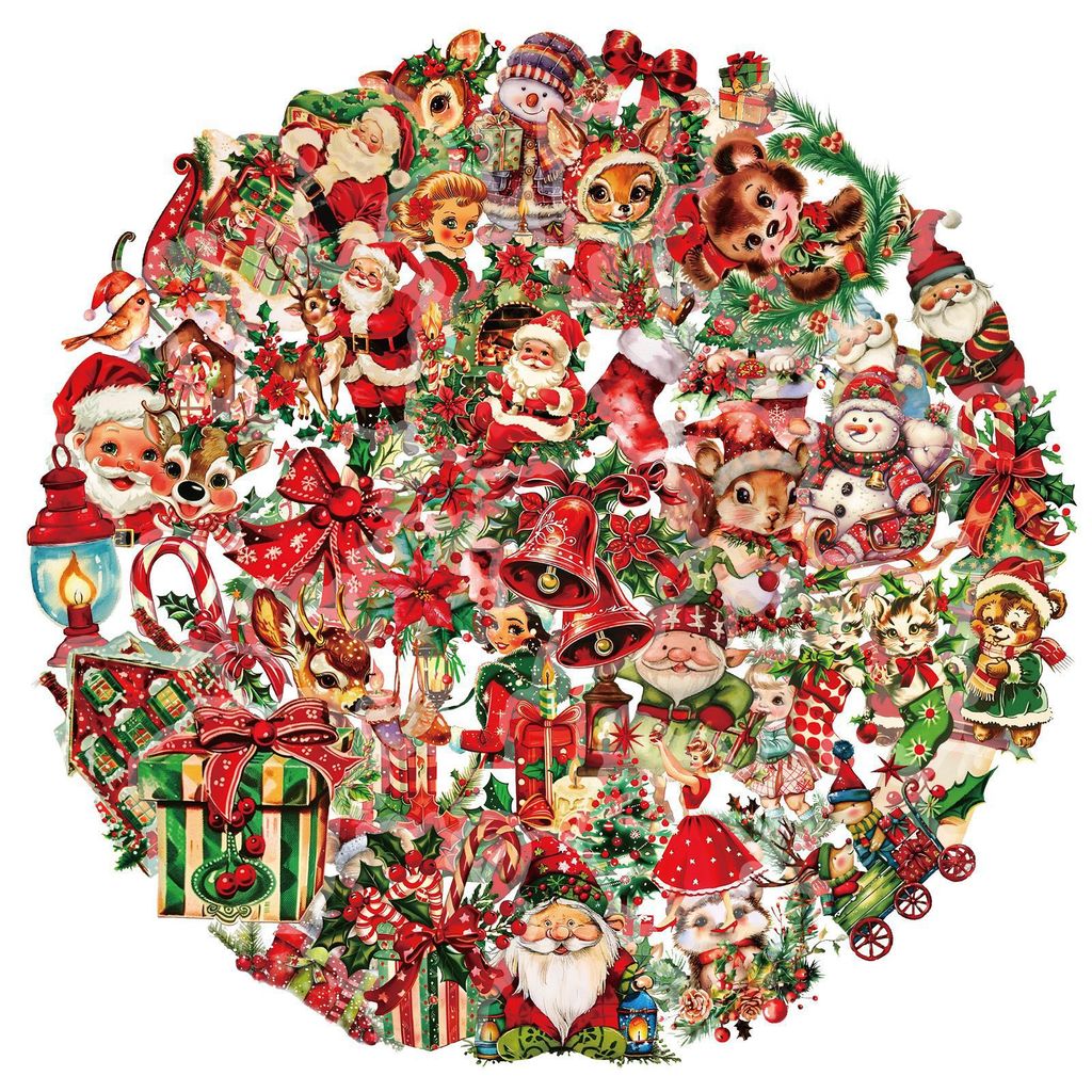 50枚入りサンタクロースギフトPETステッカー、クリスマスを - Christmas Craft Embellishment のレビューと価格