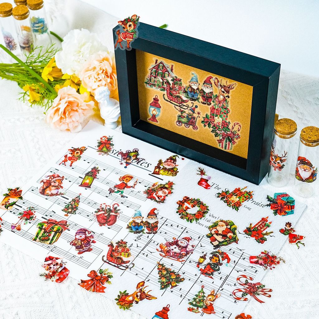 50枚入りサンタクロースギフトPETステッカー、クリスマスを - Christmas Craft Embellishment のレビューと価格