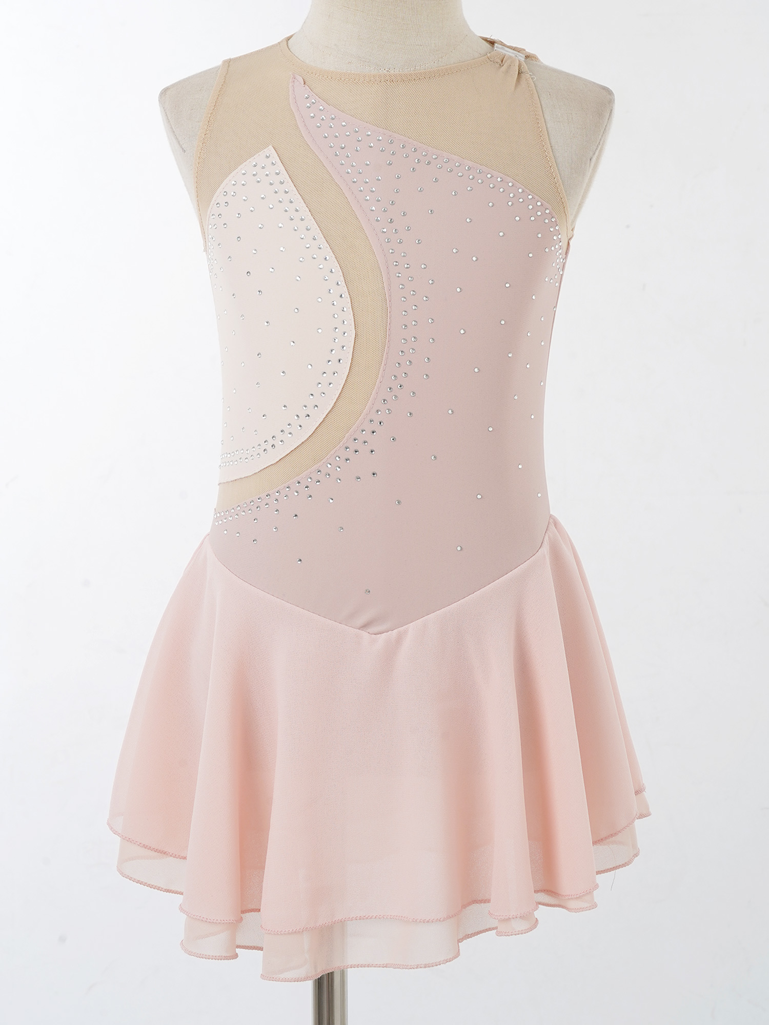 子供のためのスカート付きスケートドレス,ラインストーン付き, - Rhinestone Banding Trim のレビューと価格
