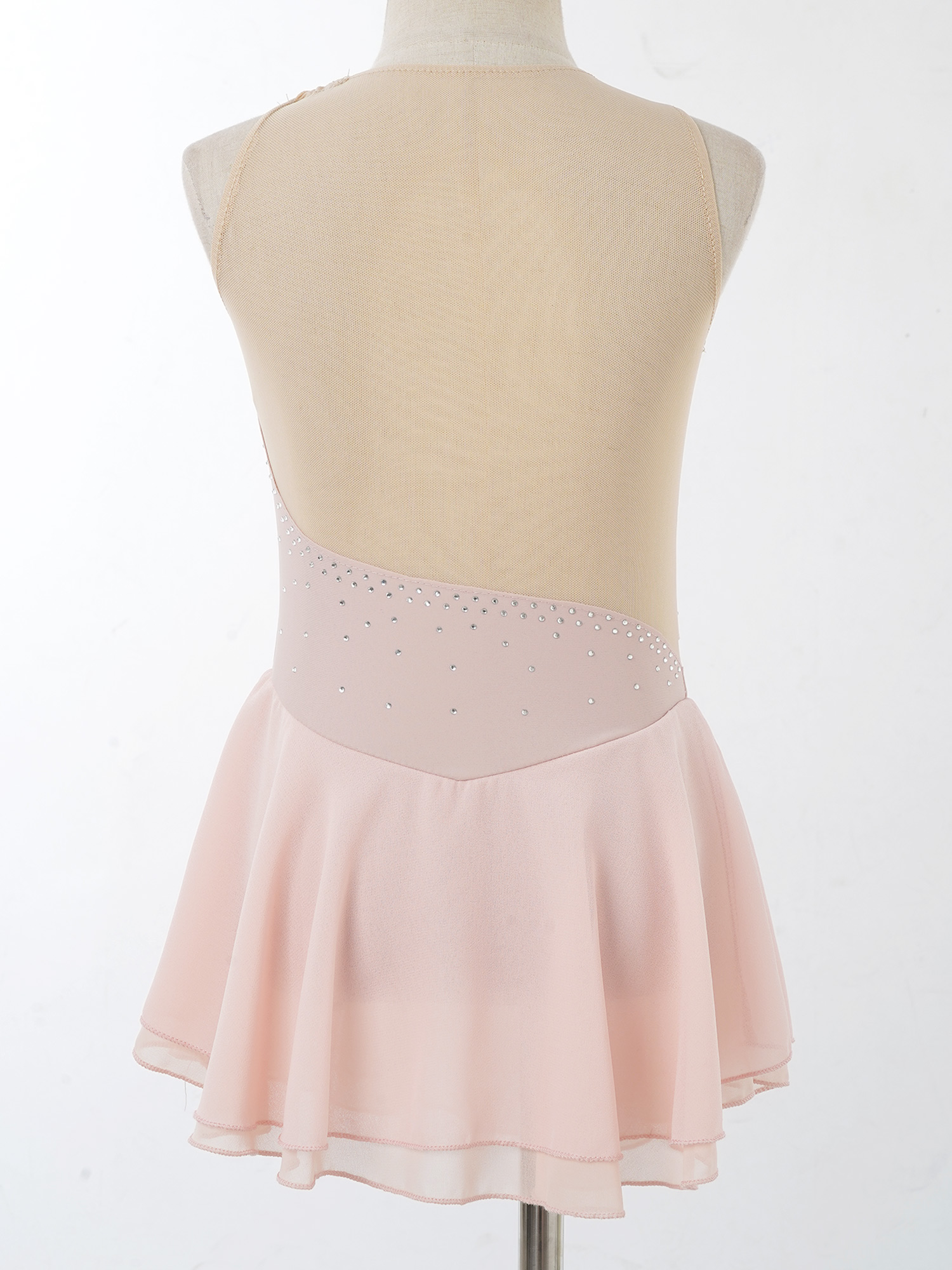 子供のためのスカート付きスケートドレス,ラインストーン付き, - Rhinestone Banding Trim のレビューと価格