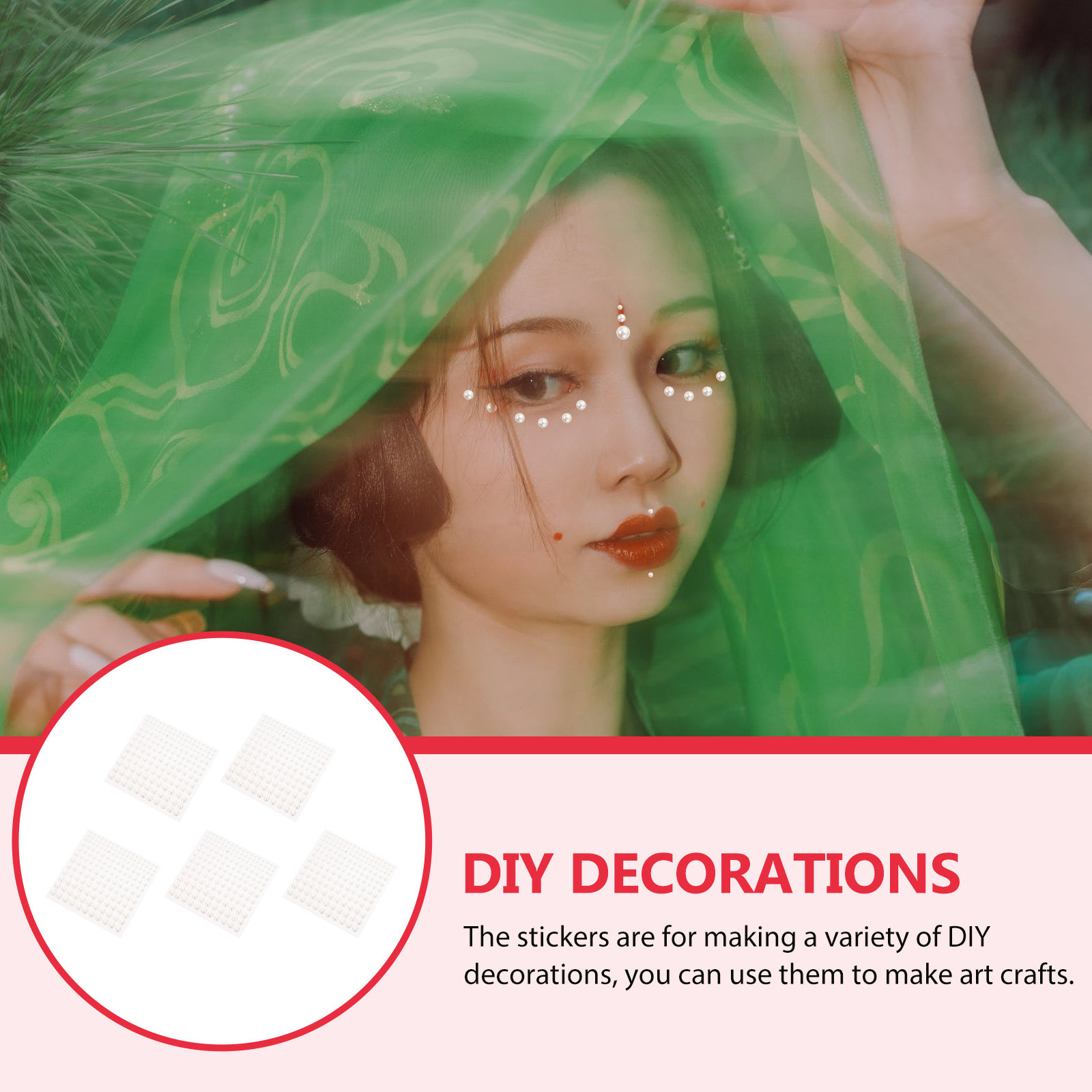 5個入り パールフェイスステッカー、裏面に接着剤が付いた、平 - Craft Embellishments のレビューと価格