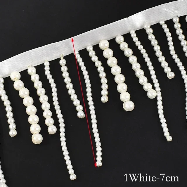 1/2 ヤードパールビーズタッセルフリンジ縫製レーストリムリ - Beaded Trim Fringe のレビューと価格