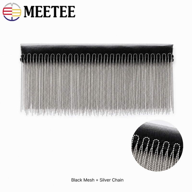 2/5ヤード 6-15cm メタルビーズチェーンフリンジトリ - Beaded Trim Fringe のレビューと価格